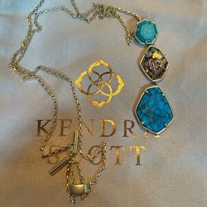 Kendra Scott Blue and Gold Pendant Necklace